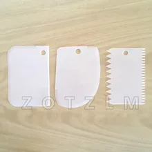 3 шт./партия, зигзаг трапециевидной формы, круговой дуги, Пластиковые Кондитерские ножи для тортов, помадки, шоколадного масла, сыра, режущие инструменты SLP097