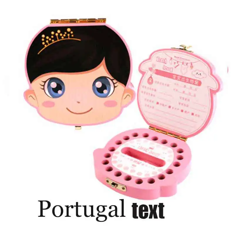 1 шт., детская коробка для зубов, деревянный органайзер для молочных зубов, для хранения мальчиков и девочек, сувенирный чехол, Подарочный креативный детский органайзер для зубов для детей - Цвет: Portugal girl