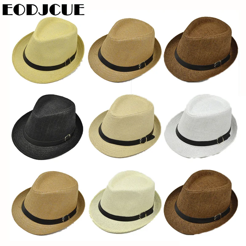 

2019 New Straw Fedoras Top Jazz Hat Spring Summer Bowler Hats Cap Classic Version Hats Casual Beach Hat For Men Women