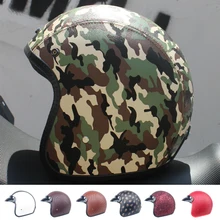 Couro PU harley LDMET casco moto moto rcycle ciclista capacete capacetes de moto do punk do vintage cafe racer abrir rosto camuflagem