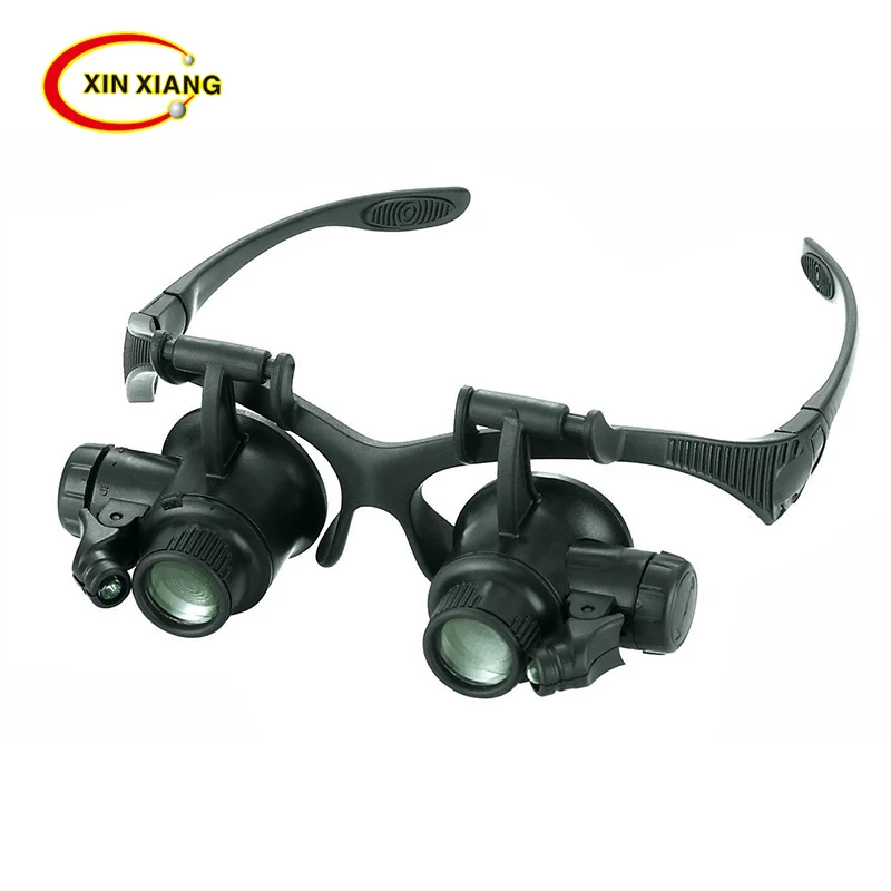 

9892G New Magnifying Glass Lupa 10X 15X 20X 25X Eye Jewelry Watch Repair Magnifier Glasses With 2 LED Lights New Loupe Microscop