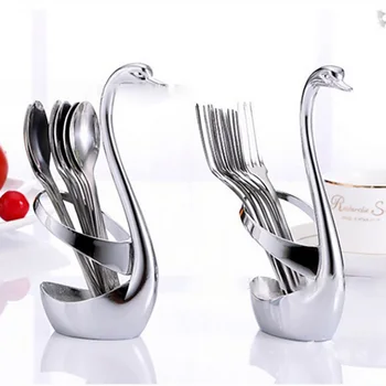 

Stainless Steel Spoon Pan Pot Rack Cover Lid Stand Fruit Fork Base Holder Creative Cygnus Fruit Sign Cutlery Kitchen Accessories