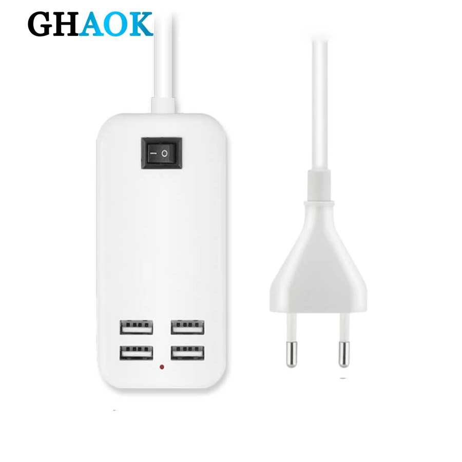 

4 USB Ports Phone Charger HUB 15W 5A Desktop EU/US Plug Wall Socket Charging Extension Socket Power Adapter for iPhone