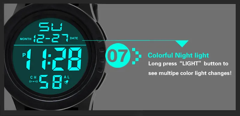 Светодиодный, водонепроницаемые, цифровые, кварцевые, модные часы, военные, мужские, спортивные, секундомер, дата, резиновые, наручные часы, Relogio, часы, reloj A7