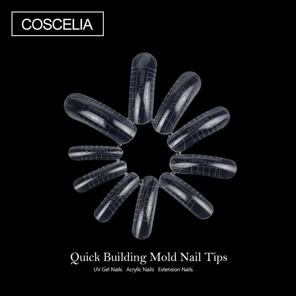 

50pcs/lot Quick Building Fake Nails Mold Tips Nail Dual Forms Finger Extension Clear Easy Nail Art UV Builder Poly Gel Tool