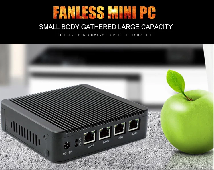 Kingdel Mini PC KDN20 с 4 LAN порт, используя pfsense как маршрутизатор/брандмауэр, fanless PC без шума, Low power Mini PC Quad core 2 ГГц