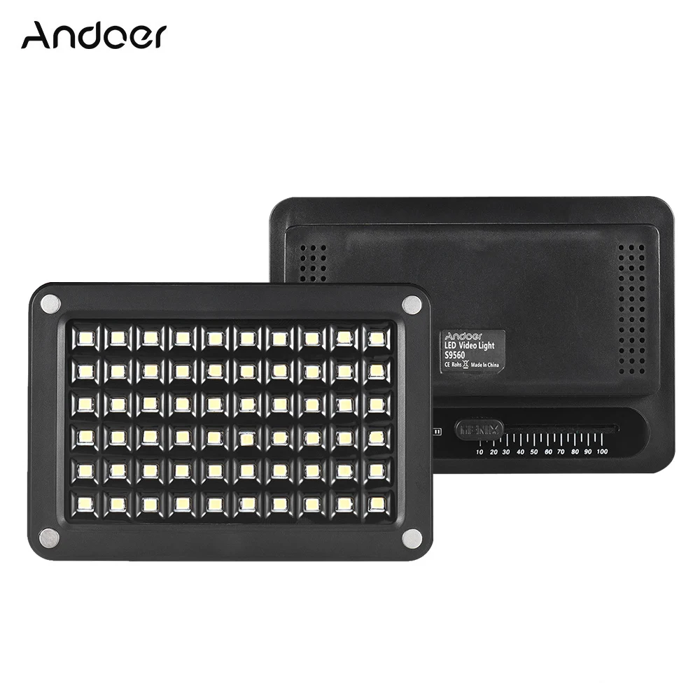 Andoer S9560 мини светодиодный светильник для видео панели 60 шт. светодиодный s Регулируемая яркость с 2 фильтры для Canon Nikon sony DSLR камеры