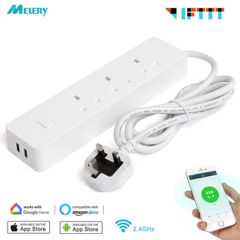 

Smart Wifi Power Strip 3 AC UK Plug Socket with USB Surge Protector Outelts Homekit Work Amazon Alexa Echo Google Home IFFT