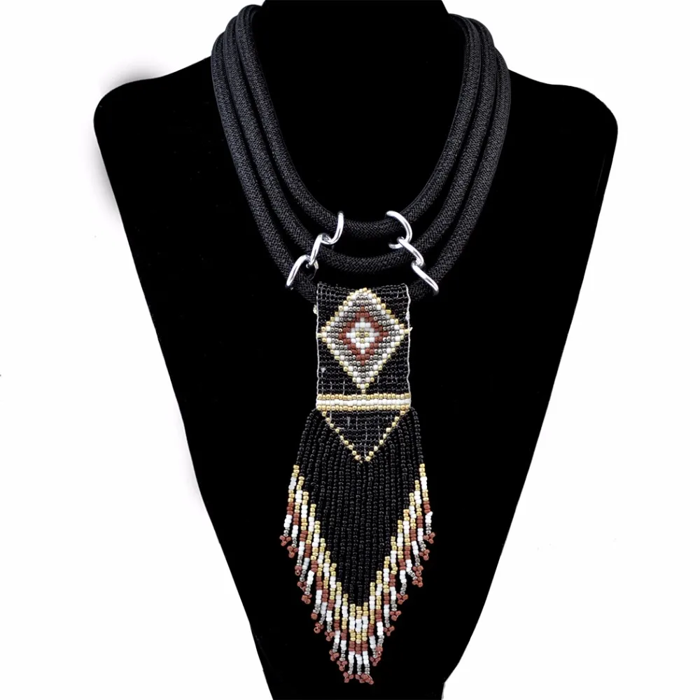 Idealway, ручная работа, 3 слоя смолы, ожерелья с подвесками с бусинами для женщин, бохо этнические племена, Длинная кисточка, серьги и ожерелье, наборы