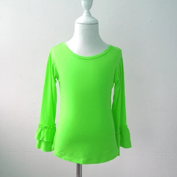 

2017 birthday party fashion top baby frock designs double ruffle long sleeve shirts