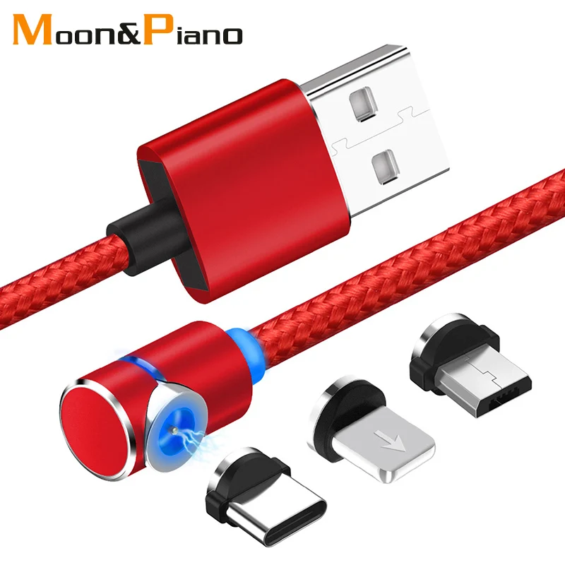 

Magnetic Micro USB Cable & USB Type C Android iOS Cable Data Sync Nylon Braided LED Indicator Magnet Charger Cable USB