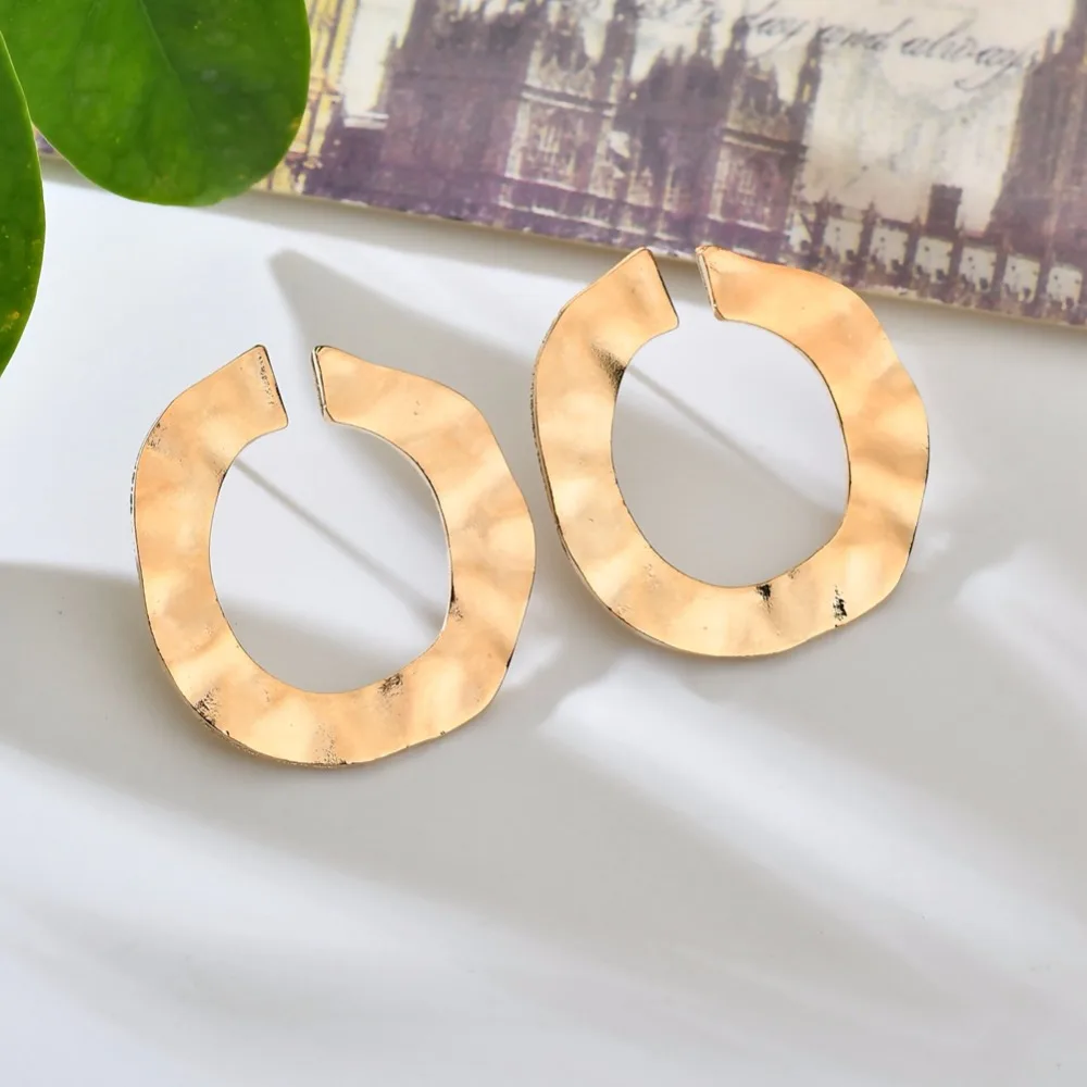 

Fashion Simple Punk Geometric Open Round Circle Earrings For Women Vintage Sliver Gold Big Oversize Stud Earrings Korean Jewelry