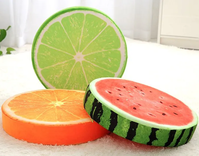 

Creative watermelon fruit cushion orange, 3d simulation fruit pillow lemon peach elevated cushion tatami mat christmas gift