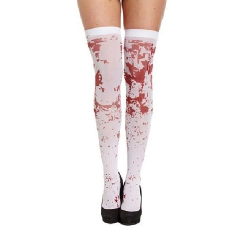 Женские длинные носки на Хэллоуин, сексуальные белые носки на Хэллоуин, вечерние кровавая медсестра, Необычные Длинные носки, AU.13 - Цвет: Многоцветный