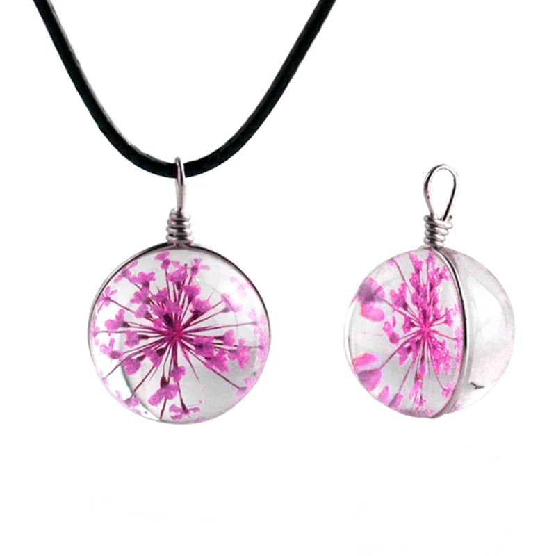 

Plant Dried Flowers Gypsophila Pendant & Necklace Handmade Transparent Resin Glass Ball Necklace For Women Jewelry Drop Shipping