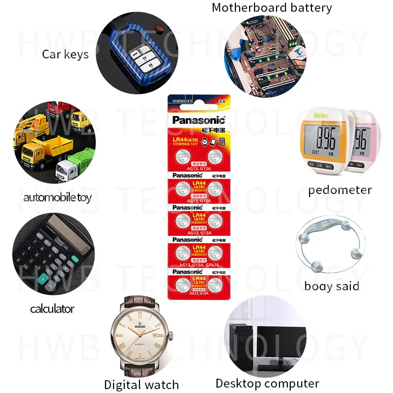 10 шт. PANASONIC LR44 A76 AG13 0% Hg SR1154 357 LR 44 1 5 V батареи для калькулятора Hg|cell batteries|lr44 a76batteries