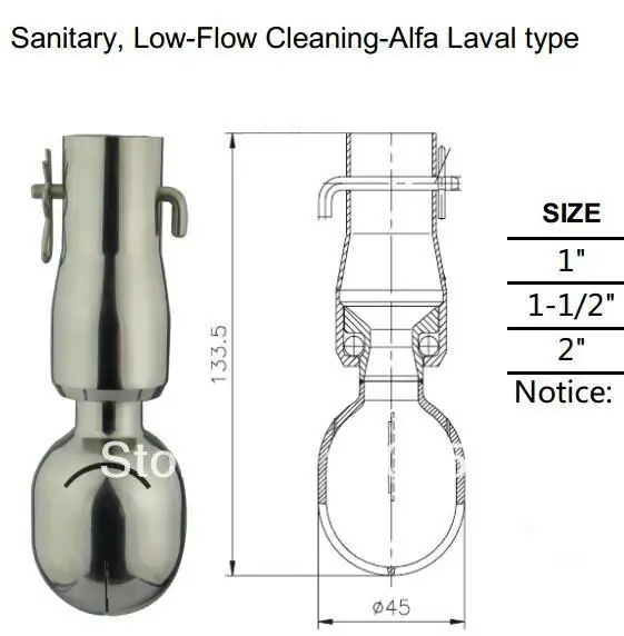 Buy Welded Rotary Cleaning Ball Alfa Laval type