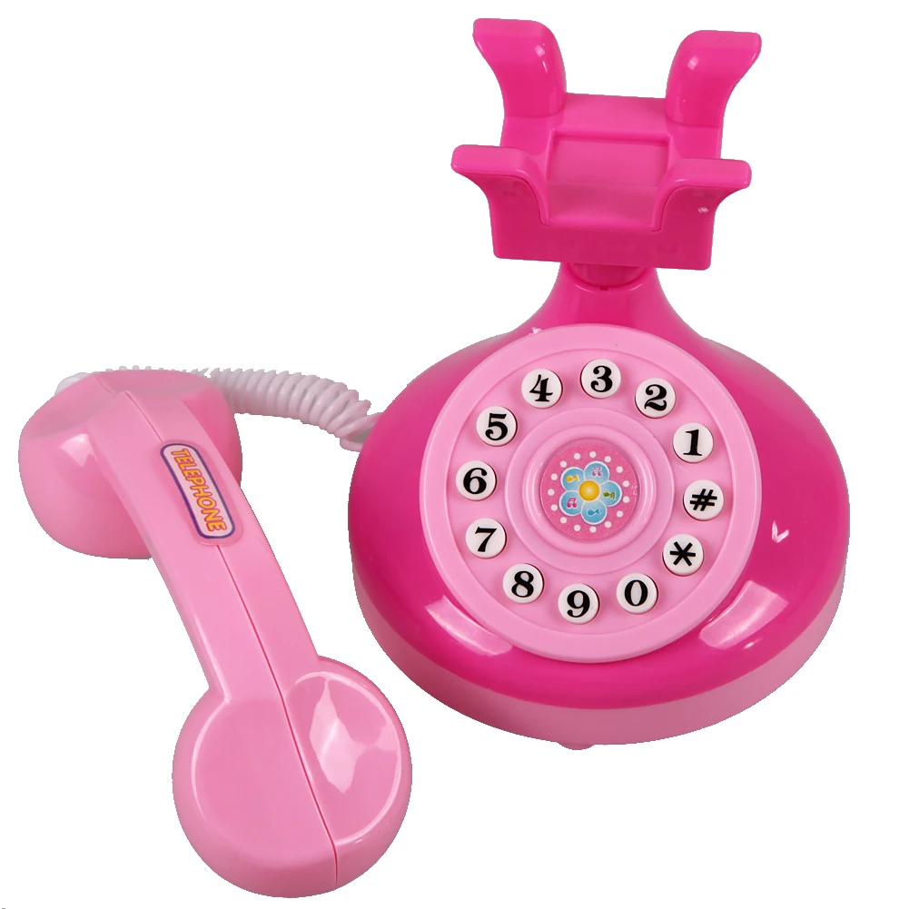 Розовый телефон ролевые игры электронные музыкальные инструменты с голосом и игрушка со звуком розовый телефон игрушка развивающие Дети Девушки emulatory подарки