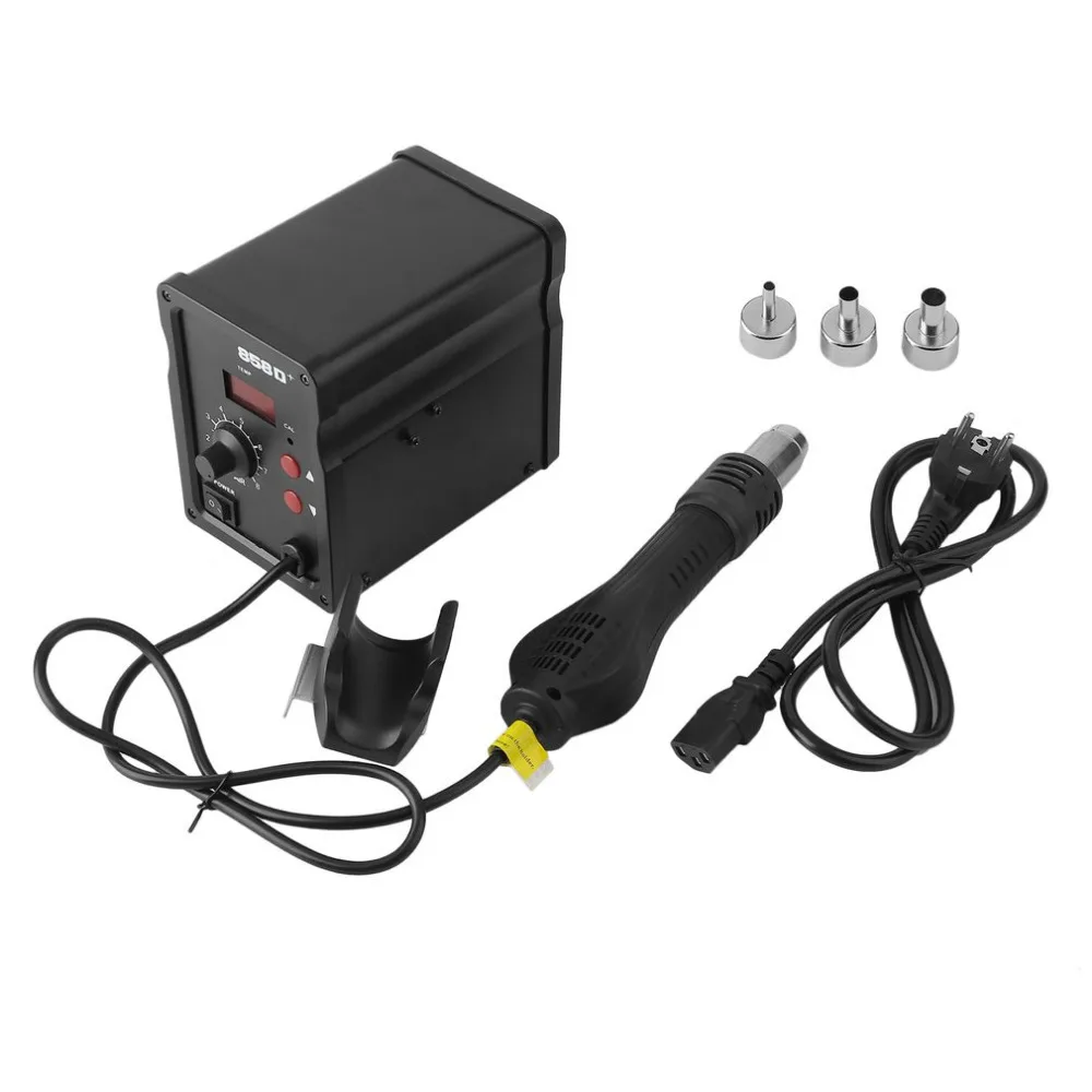 

858D LCD Digital Rework Station Hot Air Soldering Station Desoldering Iron Solder Tool 3 Nozzles EU Plug Welding Equipment