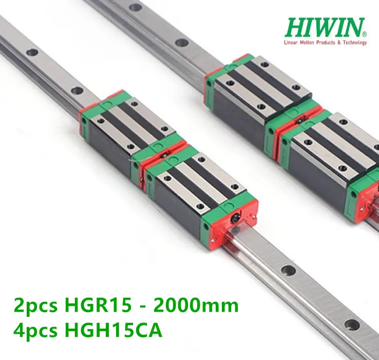 

2pcs 100% Original Hiwin linear guide rail HGR15 -L 2000mm + 4pcs HGH15CA linear narrow block carriage bearings for cnc