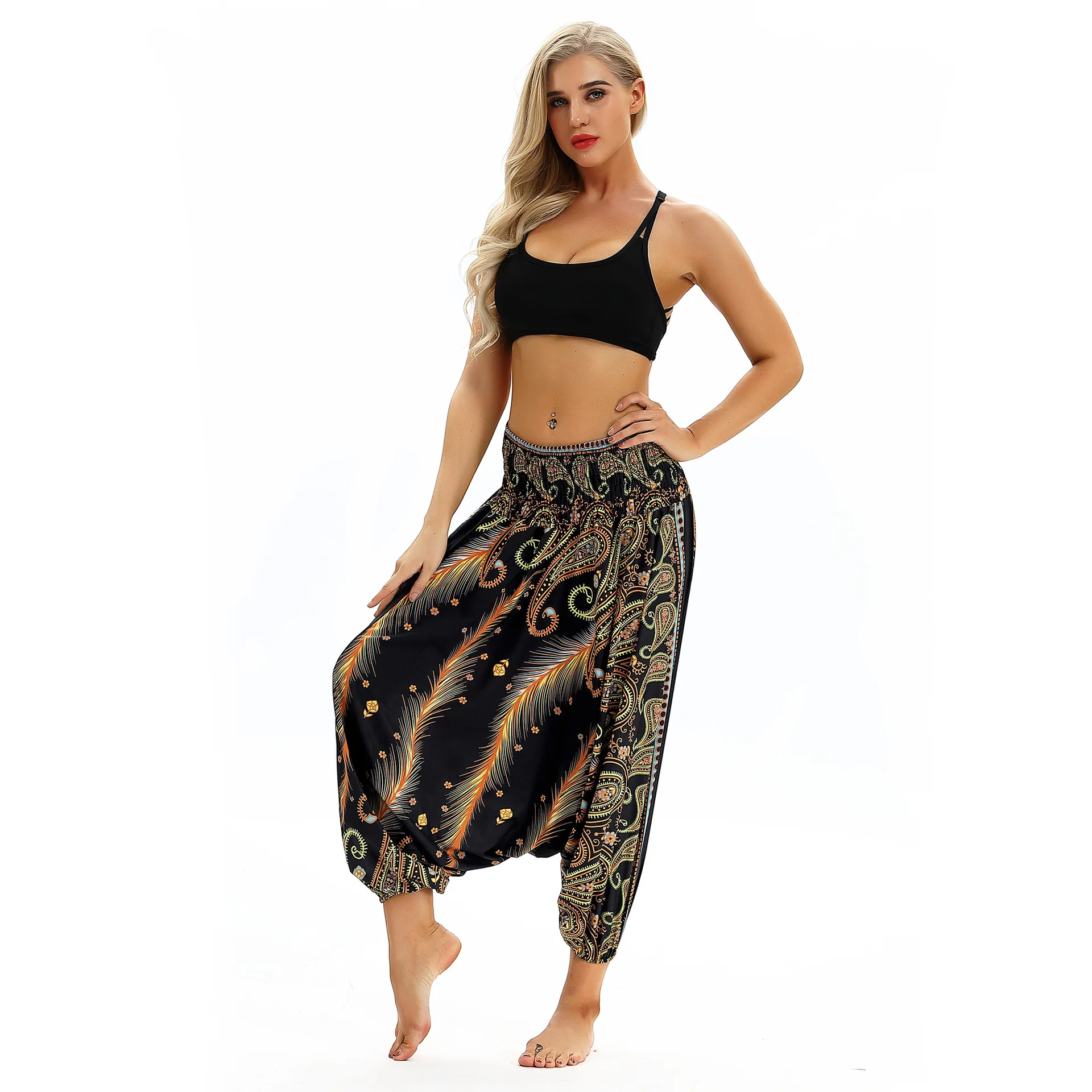 Print women casual fitness Yoga leggings lounge nepal pant Bloomers Indian Thailand wide leg loose pants beach wear Harem Pants - Цвет: YCL042