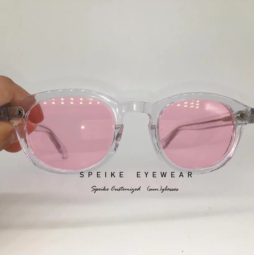 SPEIKE Подгонянные винтажные розовые линзы солнцезащитные очки в стиле ретро с линзами, солнцезащитные очки для близорукости - Цвет линз: Crystal frame