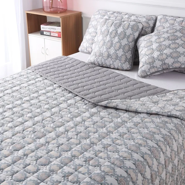 bed set 5pcs quilted quilt sets king queen size quilt bedsheet set 2