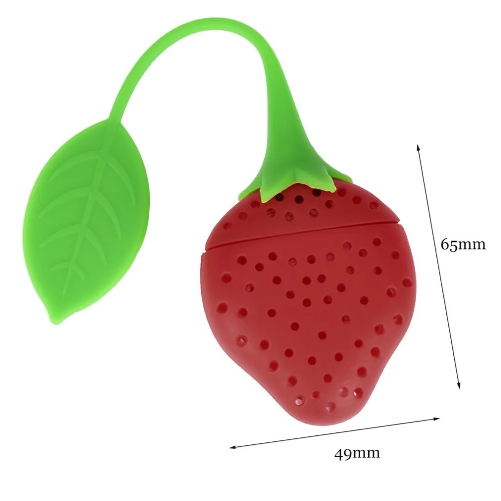 Прекрасный Reuseable fof безопасный Силиконовый красный форма клубники чайная сумка с листьями держатель для чая кофе с дырочками фильтр для заварки чая Прямая
