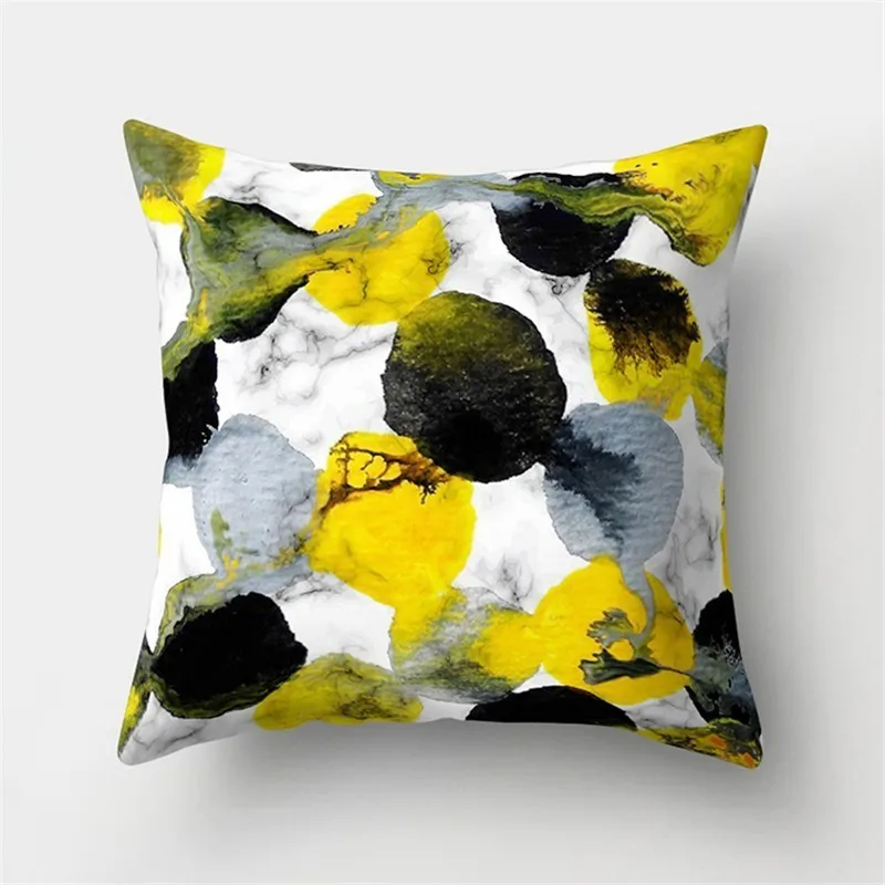 Желтая наволочка для подушки с мраморным геометрическим рисунком, декоративная наволочка для дивана, украшение дома из полиэстера, домашняя одежда 40548 - Цвет: O
