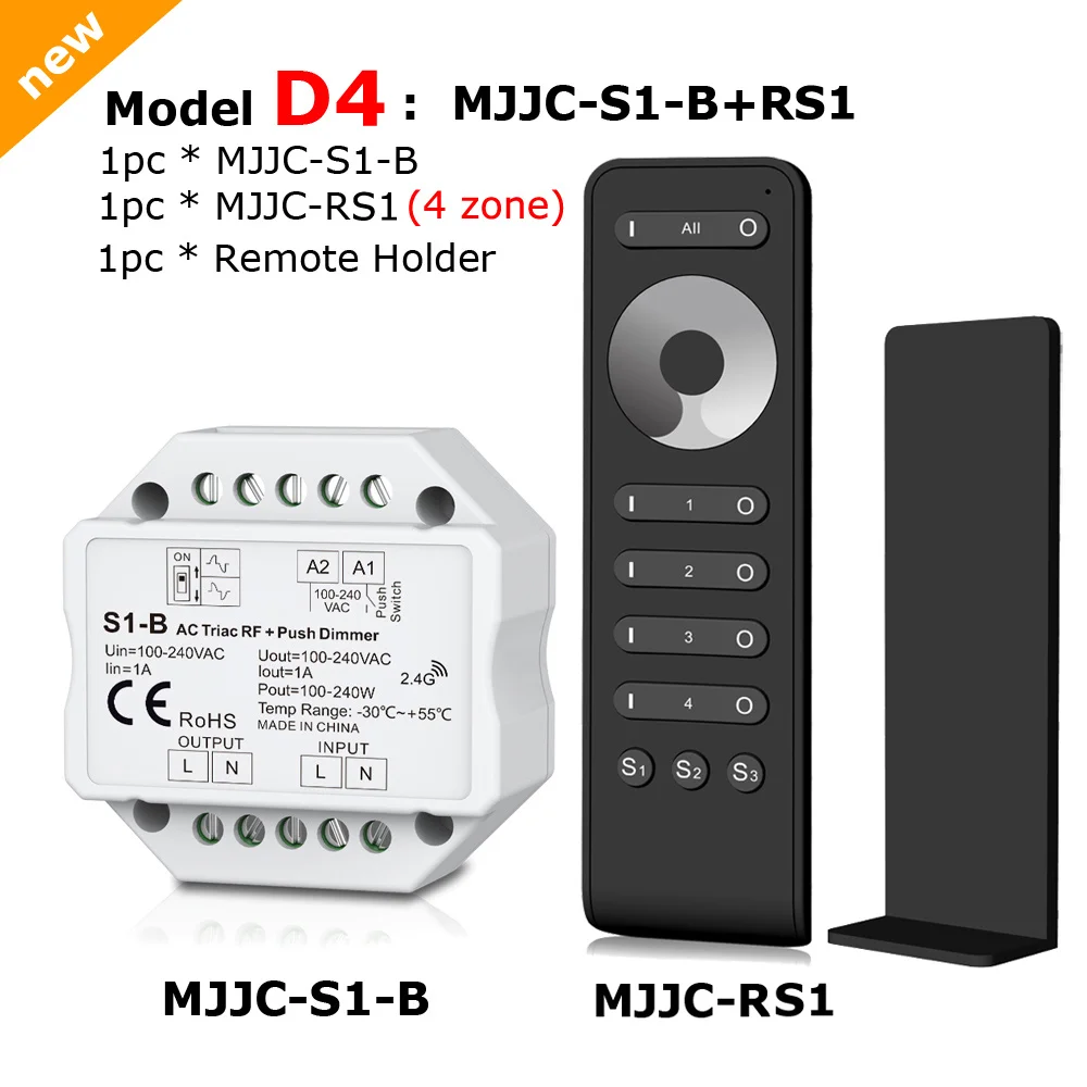 Светодиодный диммер 220 в 230 В 110 В AC Triac беспроводной РЧ с регулируемой яркостью кнопочный переключатель с 2,4G дистанционным 220 В диммер переключатель для светодиодный лампы S1-B - Цвет: Model D4