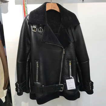 

2019 New Arrivals Women Sheepskin Velvet Fur Suede Jacket Woman Winter Warm Overcoat Leather Clothing Brand Outerwear Woman A335