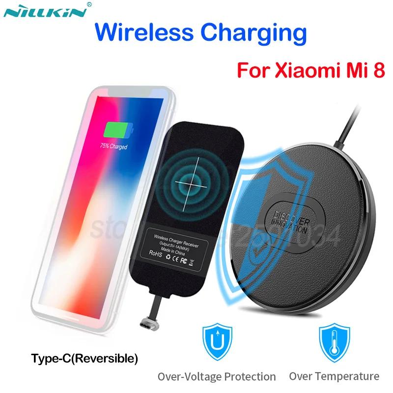 

Nillkin Wireless Charging for Xiaomi Mi 8 Mi8 Mini Qi Wireless Charger + Micro USB Type C Charging Receiver Chip Magic Tag Mi 8