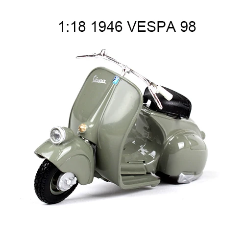 Maisto 1:18 модели мотоциклов VESPA Piaggio 1968GTR модель велосипедная база литая под давлением мото детская игрушка для коллекции подарков - Цвет: 1946 VESPA 98