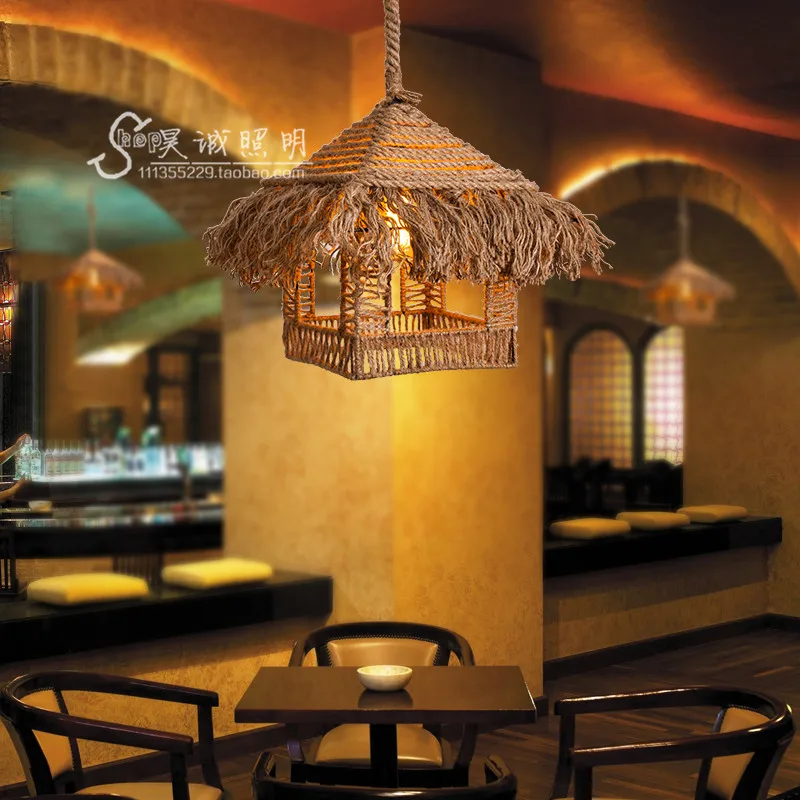Loft Nordic retro pastoral clothing store cafe bar chandelier chandelier rope rope American country american tracks industry retro chandelier bar coffee bar restaurant cafe clear chandelier clothing store