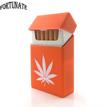 

Holds 20 Cigarettes , Orange Leaf Silicone Cigarette Case Fashion Cover Elastic Rubber Portable Man/Women Cigarette Box Sleeve