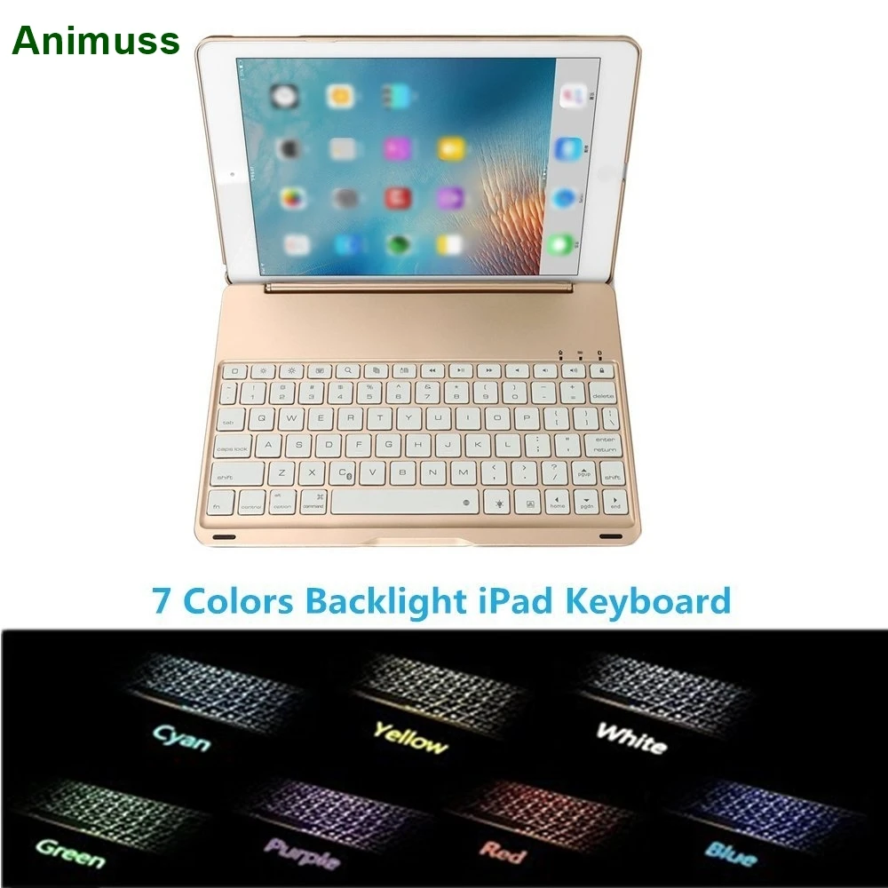ANIMUSS для iPad 6 го поколения чехол с клавиатурой 7 цветов подсветкой свет/Bluetooth