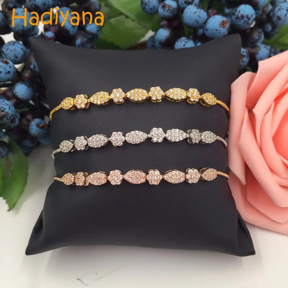 

Hadiyana New AAA Cubic Zircon 3pcs Color Cute Cake Bracelet sets Base Brass For Women Gift SL425-S