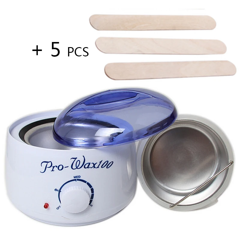 Hot Wax Handle Pot + 5 Sticks Waxing Heater Warmer Hair Removal