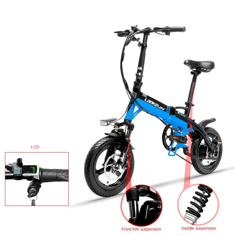 Best 14inch Aluminum alloy electric bike 36V lithium battery Built-in frame Mini folding electric bicycle 350w rear motor bicycle 4