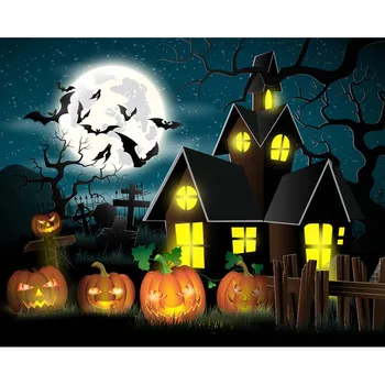 

Halloween Castle Crow Moon backdrops Vinyl cloth High quality Computer printed party Photography Backgrounds