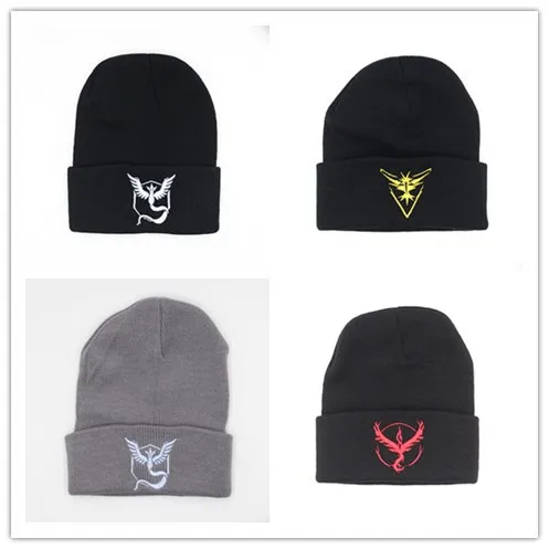 

2016 Winter Hat Embroidery Pokemon Go Knitted Hat Autumn Warm Skullies Beanies Bonnet Cap Pokemon Wool Knit Hat For Men Women