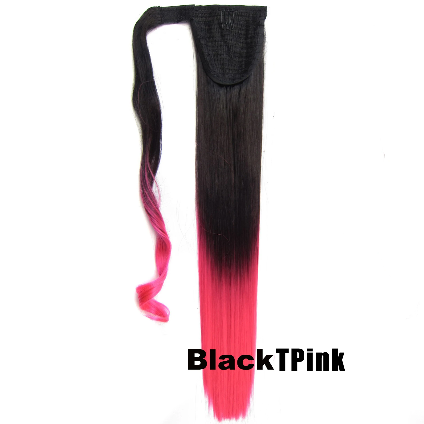 Similler обернуть вокруг конского хвоста один кусок клип в прямой пони Tial синтетические волосы для наращивания 22 дюймов 90 г для женщин Омбре - Цвет: BlackTpink