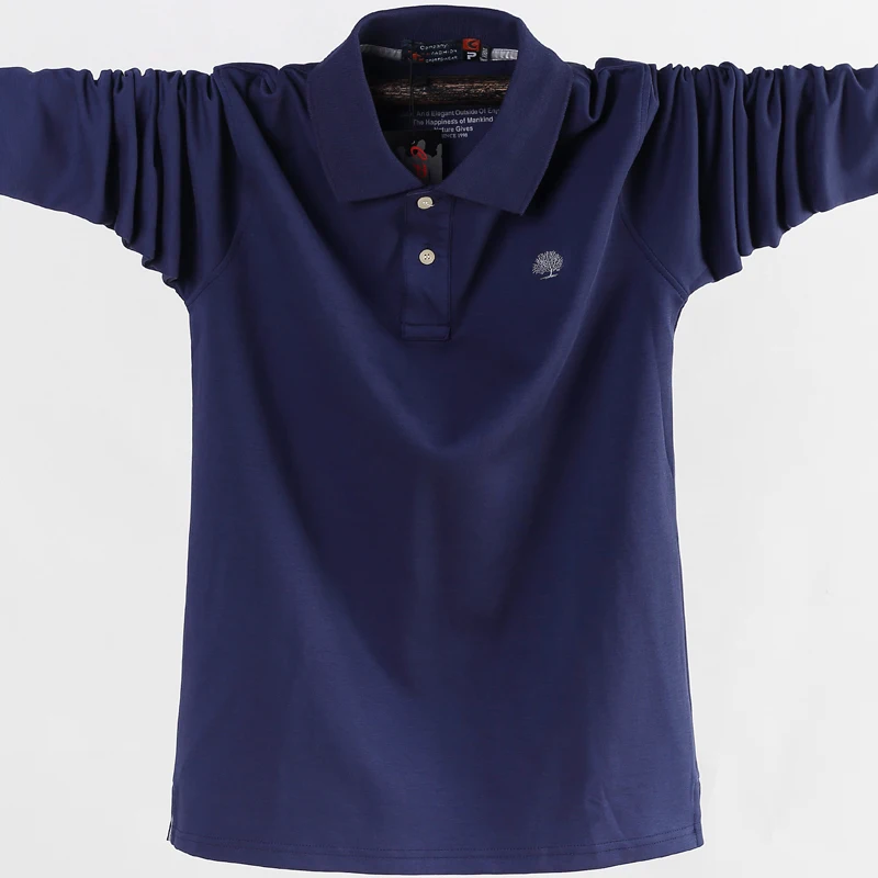 

Men Polo Shirt Men's Business Work Casual Cotton Male Top Tees Autumn Long Sleeve Turn-down Collar Polo Shirts Plus Size 5XL 6XL