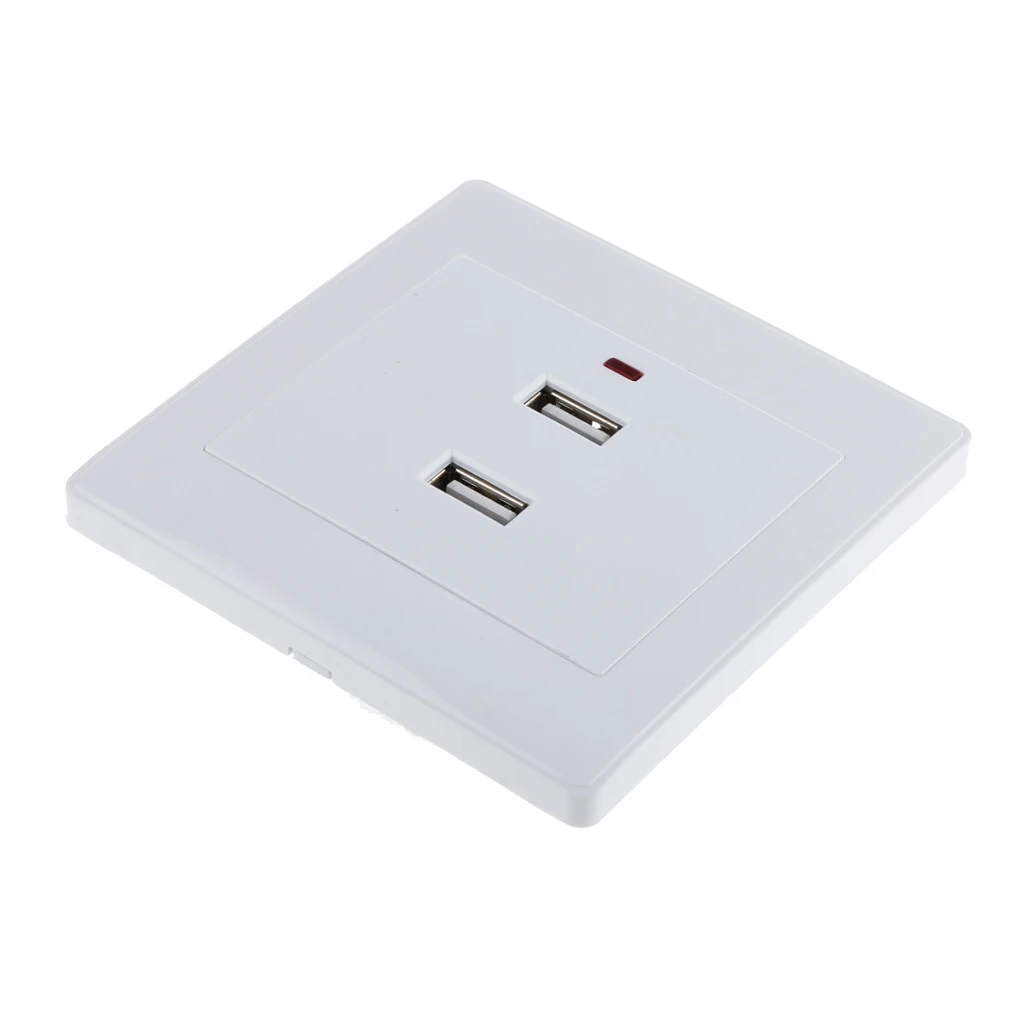 Dual USB Electric Wall Socket Charger AC Power Outlet Plate Panel Station Plug White