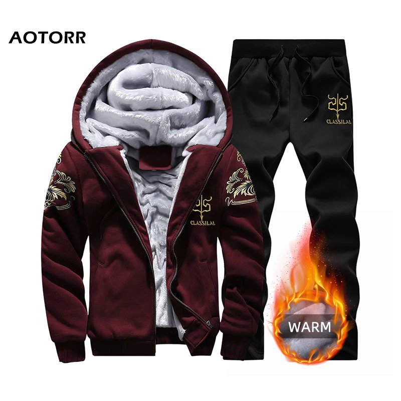 

Men/Women Hoodies Casual Tracksuit 2019 Fleece Hoodie Coat+Long Pants Autumn Winter Warm Male Printed Hoody Sweater Suit 2PC Set