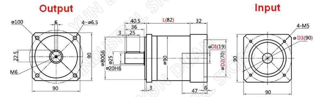 3 шт. 10:1 Соотношение скорости 90 мм фланец 7 аркмин планетарный редуктор 19 мм 12,7 мм 1/" Редуктор 6000 об/мин для 750 Вт 1 кВт сервопривод