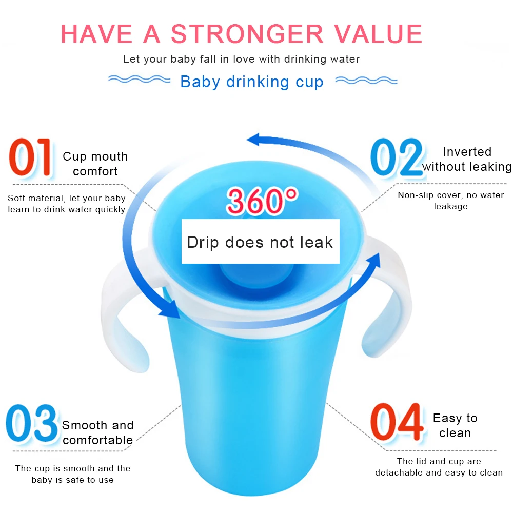 Безопасная силиконовая детская чашка для обучения питанию 360 градусов герметичная чашка для питья Студенческая детская обучающая чашка Волшебная чашка