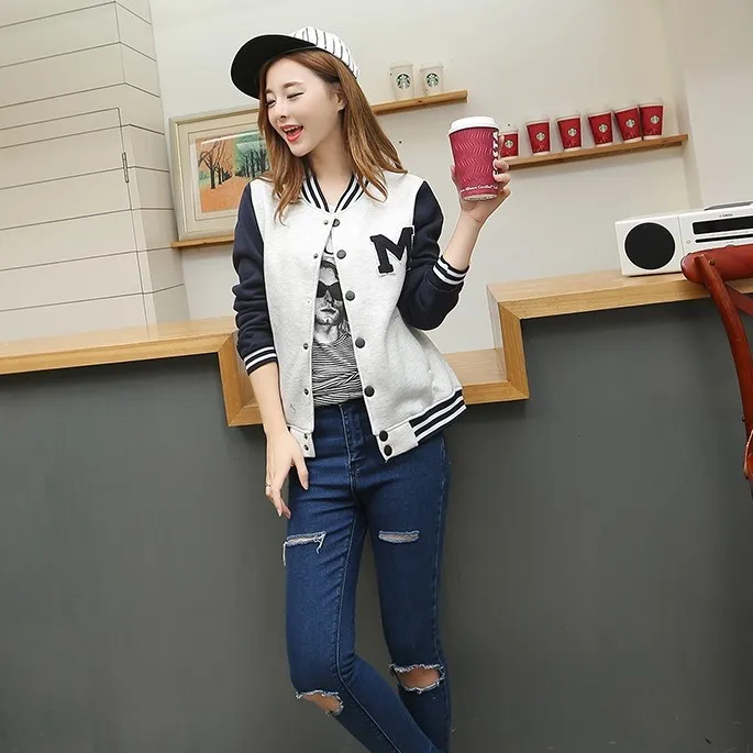 Autumn and Winter Letter M Varsity Jacket Long Sleeve Baseball jacket
