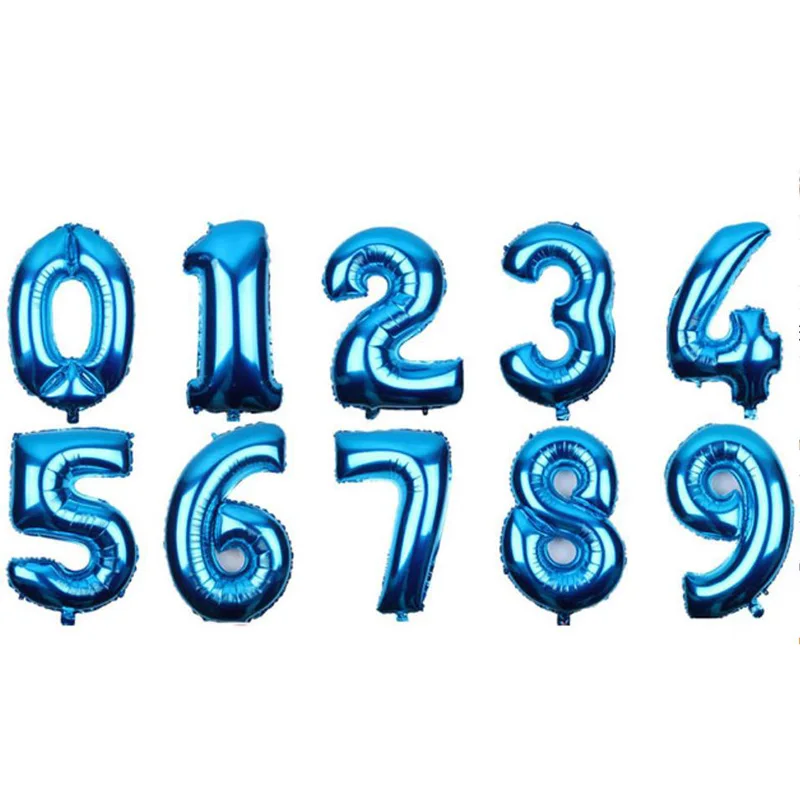 Воздушные шары с цифрами 32, 40 дюймов, розовое золото, серебристо-синие воздушные шарики для украшения свадьбы, дня рождения, цифры, Детские вечерние шары для душа - Цвет: blue