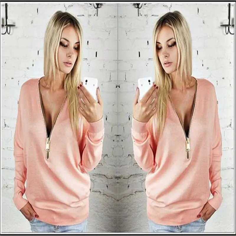 

2015 Autumn Women Sweatshirts Zipper V-neck Sexy Hollow Out Backless Tracksuits Hoodies Tops Free Shipping C10010